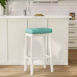 Teal Faux Leather Claridge Bar Stool