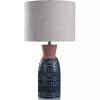 Terracotta and Dark Blue Ceramic Table Lamp