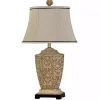 Traditional Carved Cream Finish Table Lamp