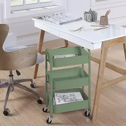 Turquoise Metal 3-Tier Organizer Storage Cart