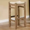 Twisted Seagrass and Wood Bar Stool