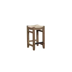 Twisted Seagrass and Wood Counter Stools, Set of 2