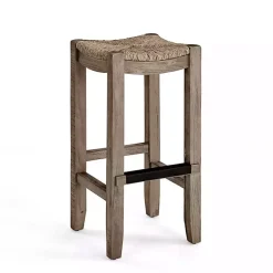 Twisted Seagrass and Wood Bar Stool