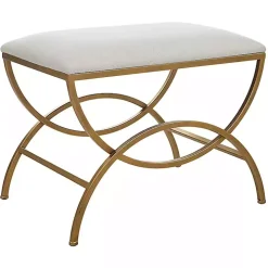 Upholstered Gold Metal Arched Frame Bench