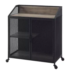 Urban Mesh Door Rolling Gray Bar Cabinet