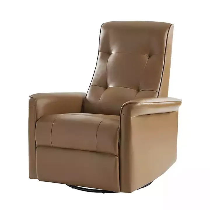 Val Brown Faux Leather Swivel Power Recliner