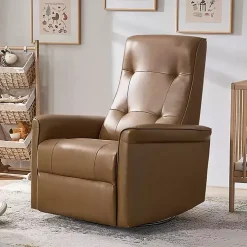 Val Brown Faux Leather Swivel Power Recliner