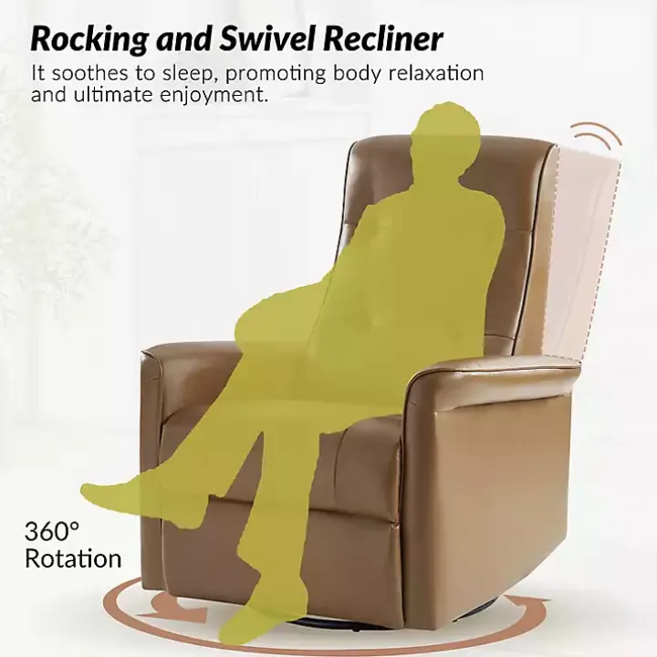 Val Brown Faux Leather Swivel Power Recliner