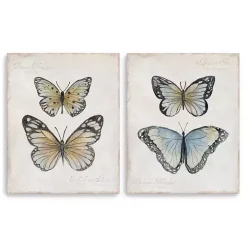 Vintage Butterflies Canvas Art Prints, Set of 2