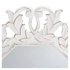 Vintage White Carved Octagon Wall Mirror