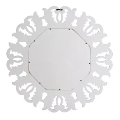 Vintage White Carved Octagon Wall Mirror
