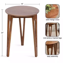 Walnut Brown Mango Wood Round Kershaw Accent Table