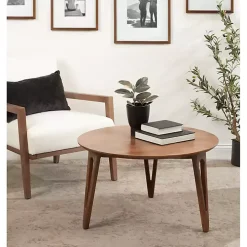 Walnut Brown Mango Wood Round Kershaw Coffee Table