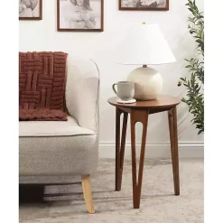 Walnut Brown Mango Wood Round Kershaw Accent Table