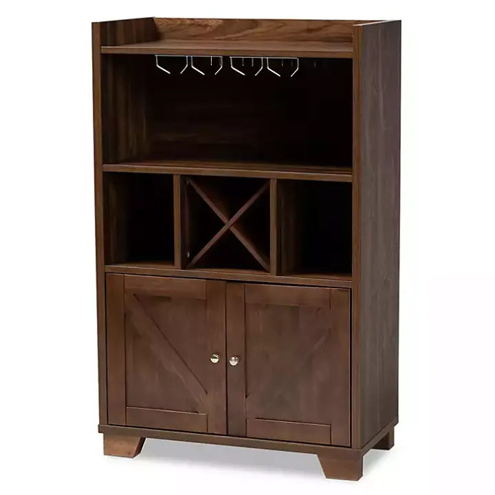 Walnut Brown Open Shelf Wine Cabinet