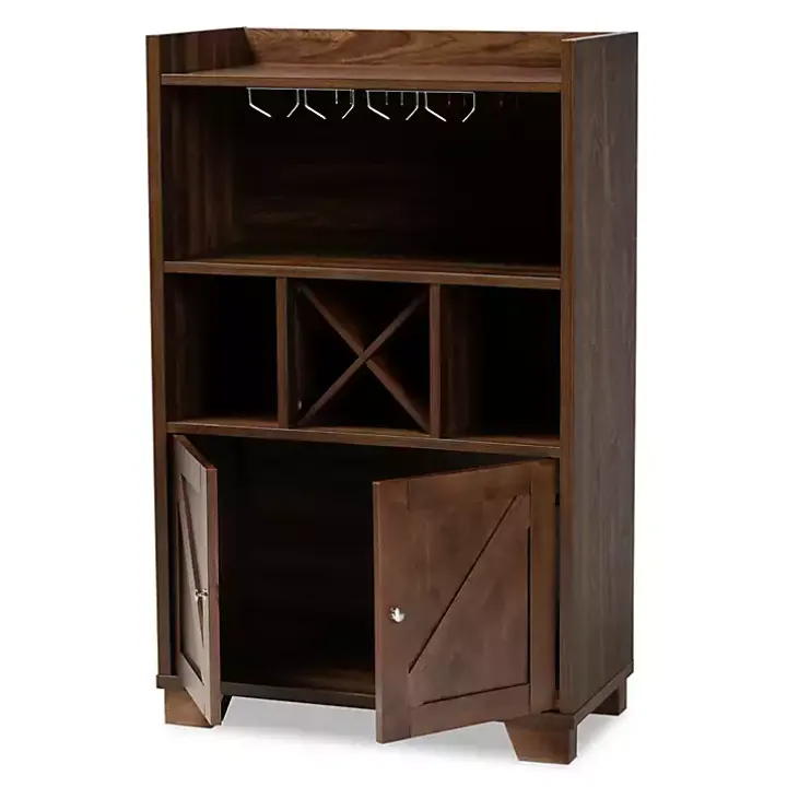 Walnut Brown Open Shelf Wine Cabinet