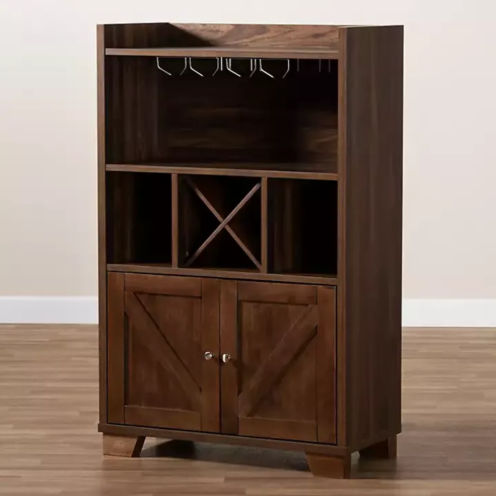 Walnut Brown Open Shelf Wine Cabinet