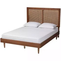 Walnut Brown Rattan Amelia Queen Bed