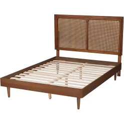 Walnut Brown Rattan Amelia Queen Bed