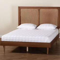 Walnut Brown Rattan Amelia Queen Bed