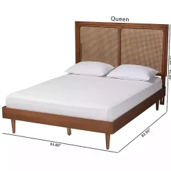Walnut Brown Rattan Amelia Queen Bed
