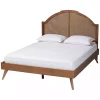 Walnut Brown Rattan Kelly Queen Platform Bed
