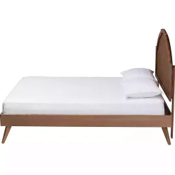 Walnut Brown Rattan Kelly Queen Platform Bed