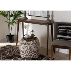 Walnut Brown Wood Frame Splayed Legs Console