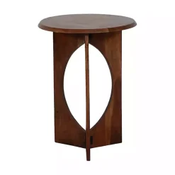 Walnut Cut-Out Round Accent Table