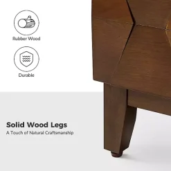Walnut Geometric 2-Drawer Charging Nightstand
