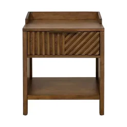 Walnut Mid-Century Modern Carved Nightstand