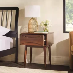 Walnut Mid-Century Modern Nightstand