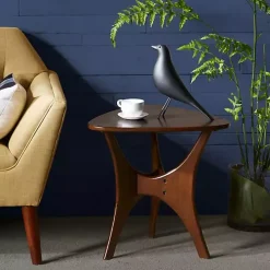 Walnut Triangle Modern Accent Table