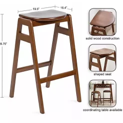 Walnut Wood Backless Bar Stool