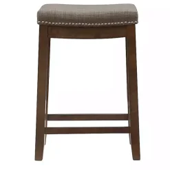 Walnut Wood Counter Stool with Gray Cushion