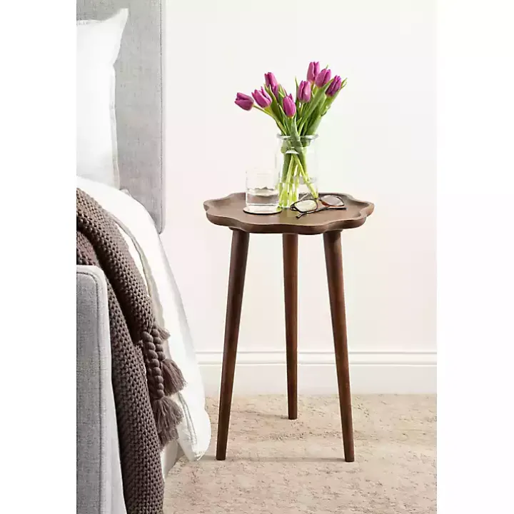 Walnut Wood Wavy Accent Table