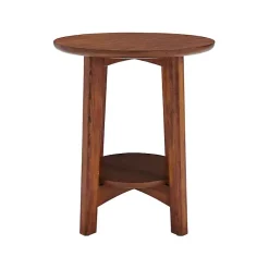 Warm Chestnut Wood Round Accent Table