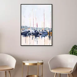 Watercolor Boat Club Framed Canvas Art Print