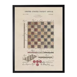 Watercolor Vintage Checkers Framed Art Print