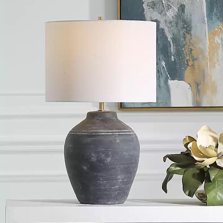 Weathered Black Ceramic Rhys Table Lamp