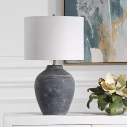 Weathered Black Ceramic Rhys Table Lamp
