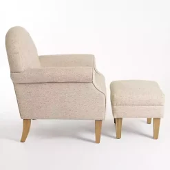 Wheat Tufted Chair & Ottoman Set