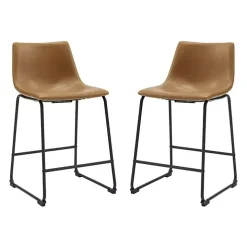 Whiskey Faux Leather Counter Stools, Set of 2