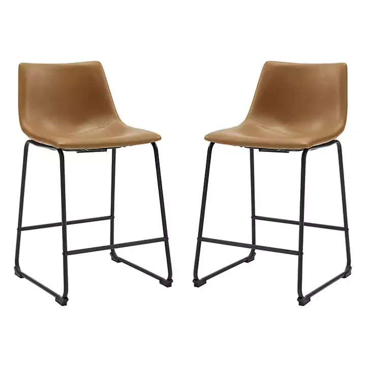 Whiskey Faux Leather Counter Stools, Set of 2