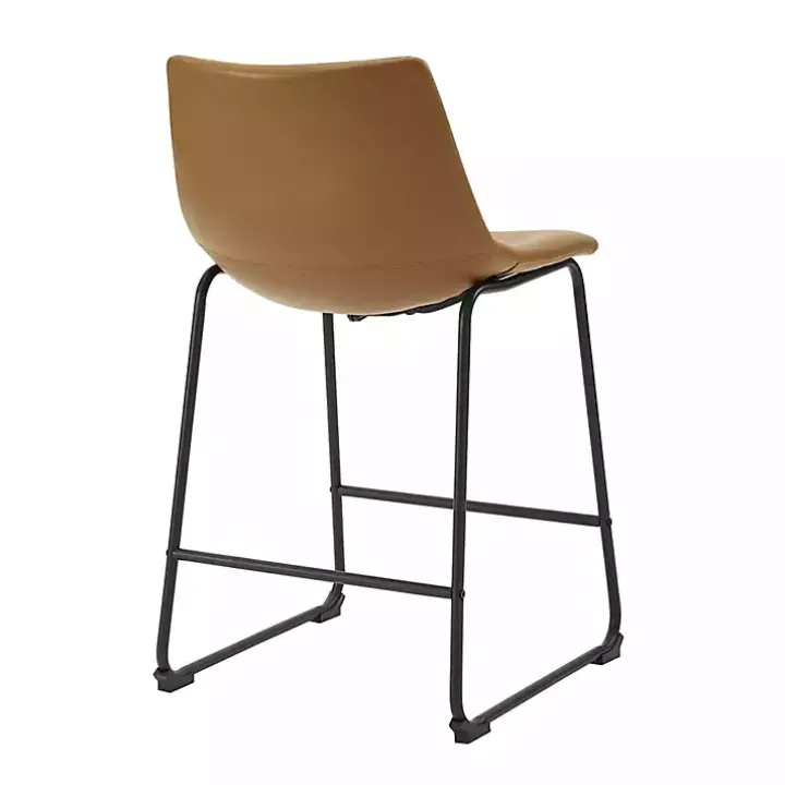 Whiskey Faux Leather Counter Stools, Set of 2