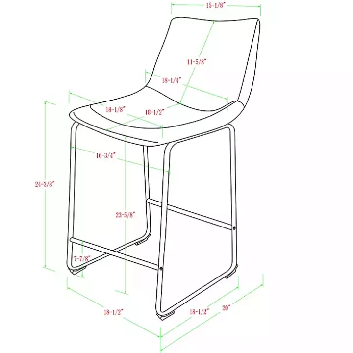 Whiskey Faux Leather Counter Stools, Set of 2