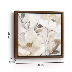 Whisper White Florals Framed Canvas Art Print