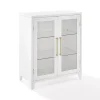 White & Gold Glass Door Storage Cabinet