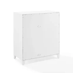 White & Gold Glass Door Storage Cabinet