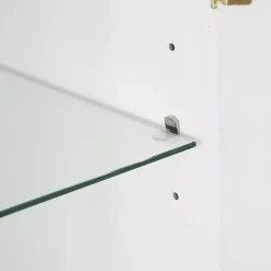 White & Gold Glass Door Storage Cabinet